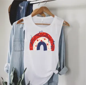 Red White Blue Boho Rainbow Tank | Womens Yoga Tank