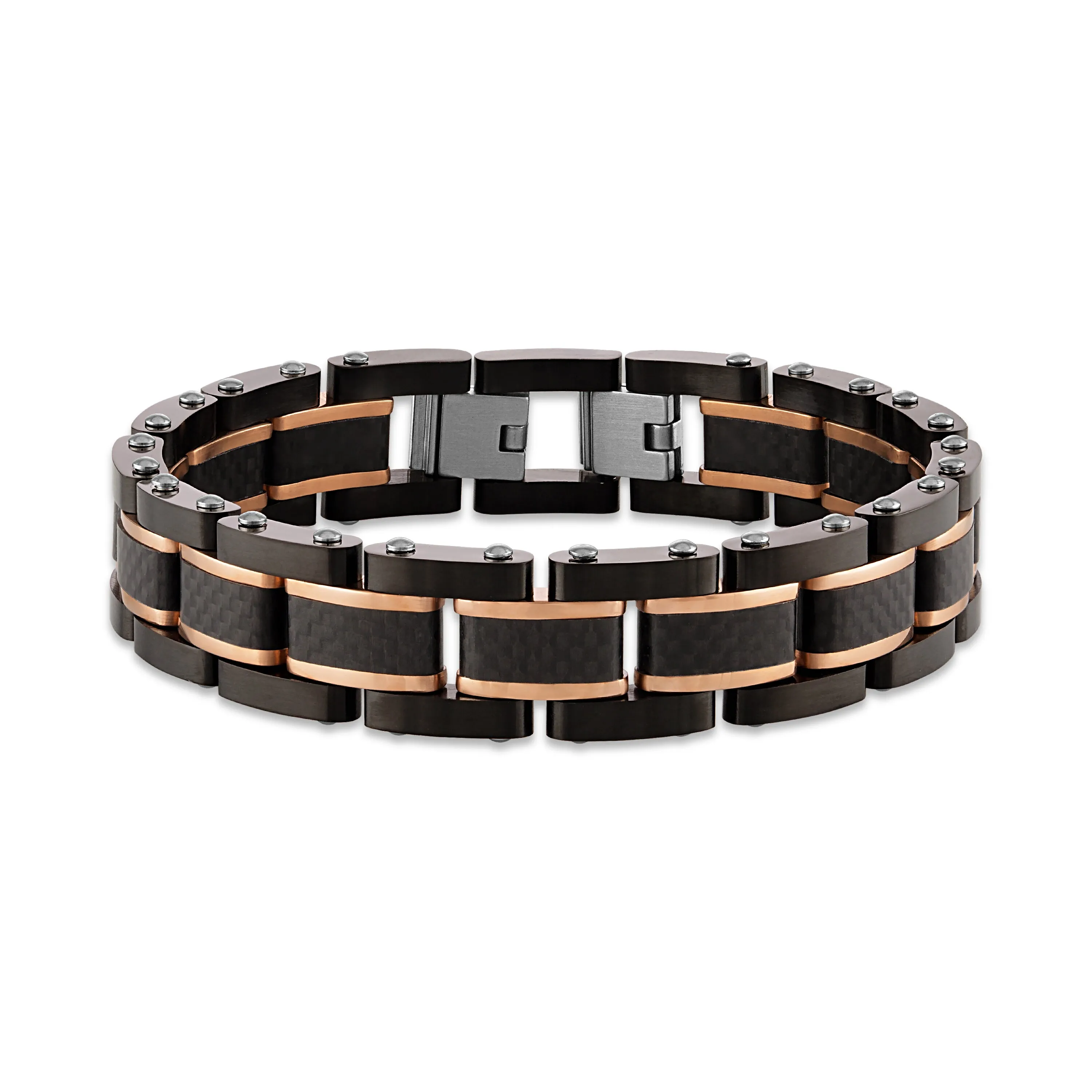 Rose/Black Ion Plated Stainless Steel Men's Bracelet by The Men's Corner