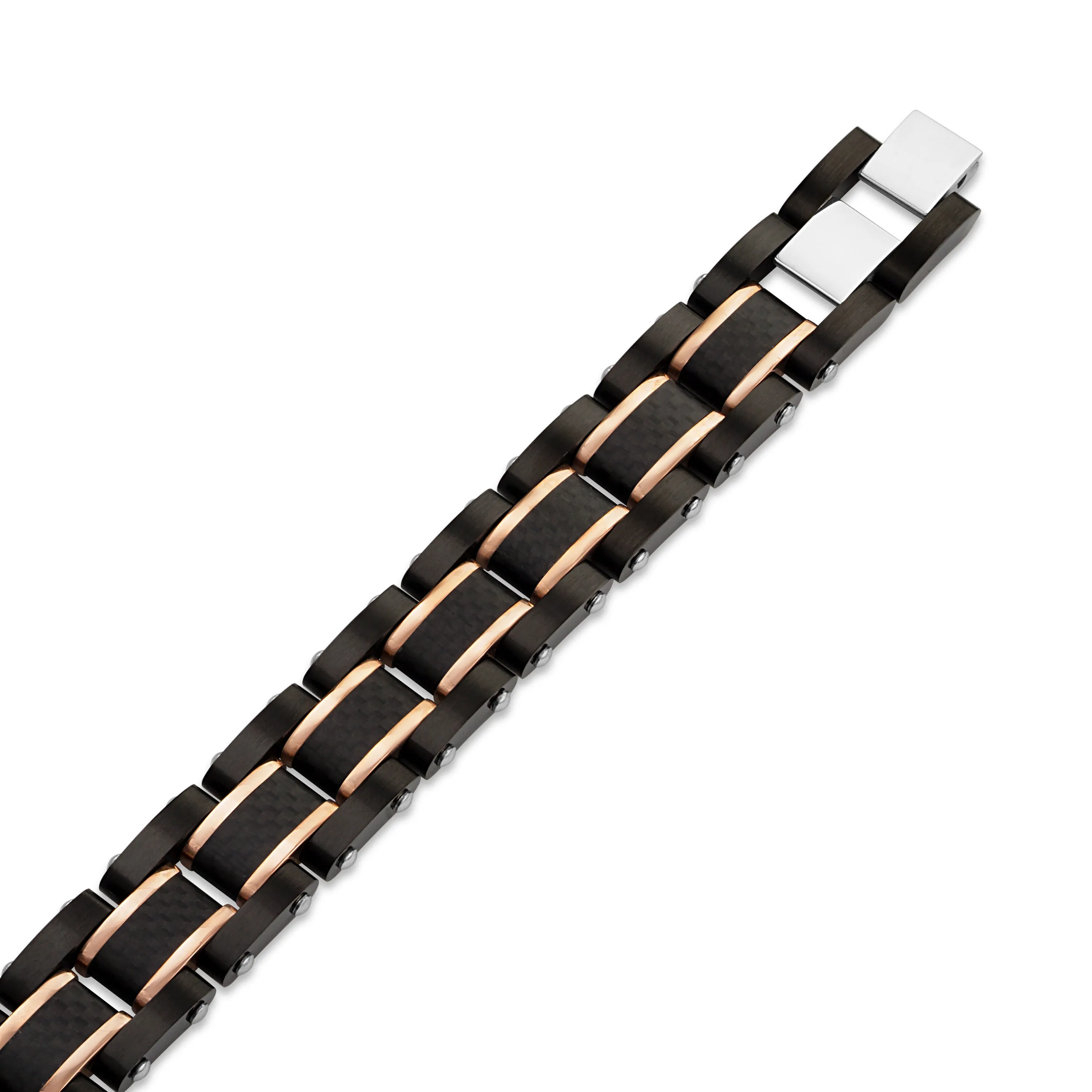 Rose/Black Ion Plated Stainless Steel Men's Bracelet by The Men's Corner