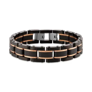 Rose/Black Ion Plated Stainless Steel Men's Bracelet by The Men's Corner