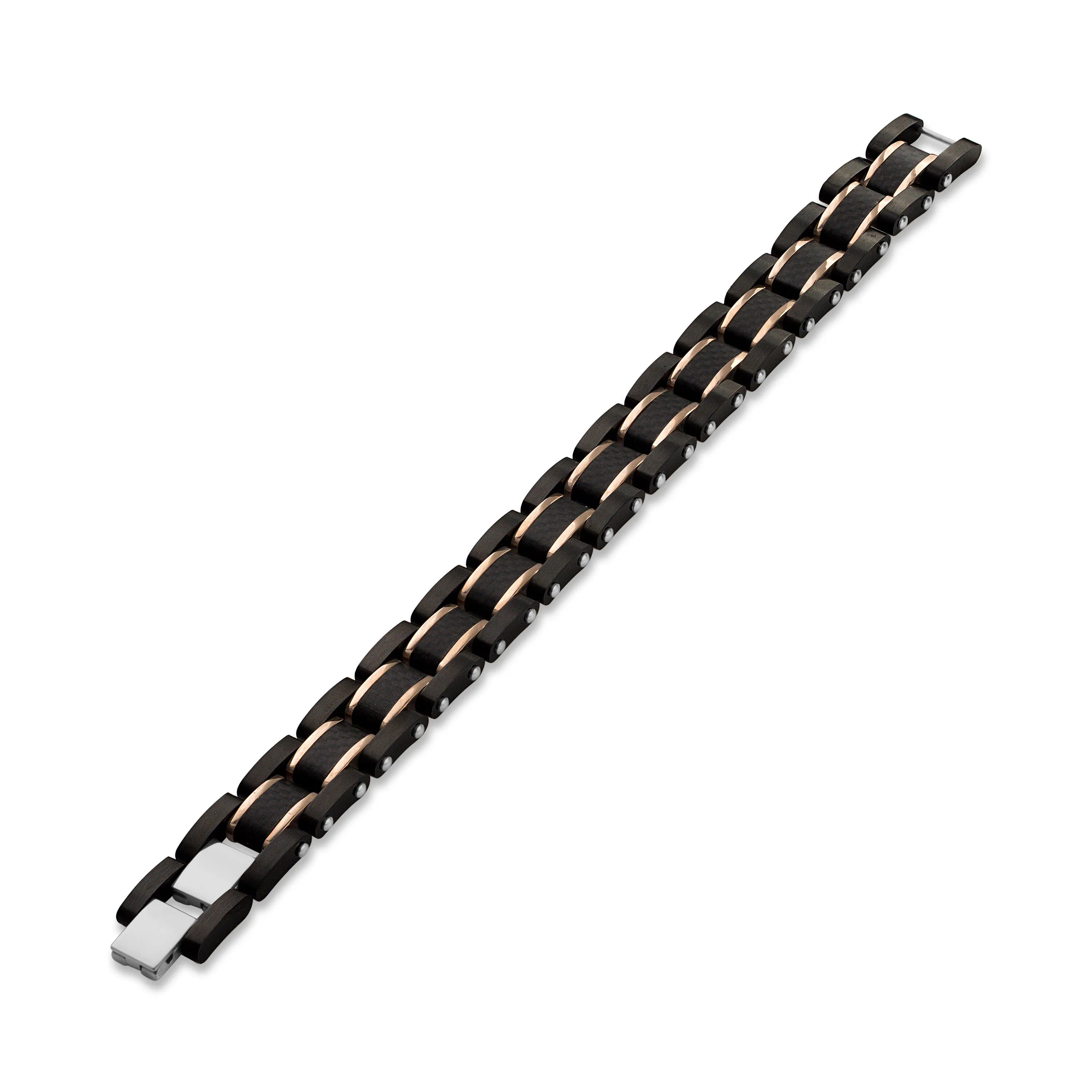 Rose/Black Ion Plated Stainless Steel Men's Bracelet by The Men's Corner