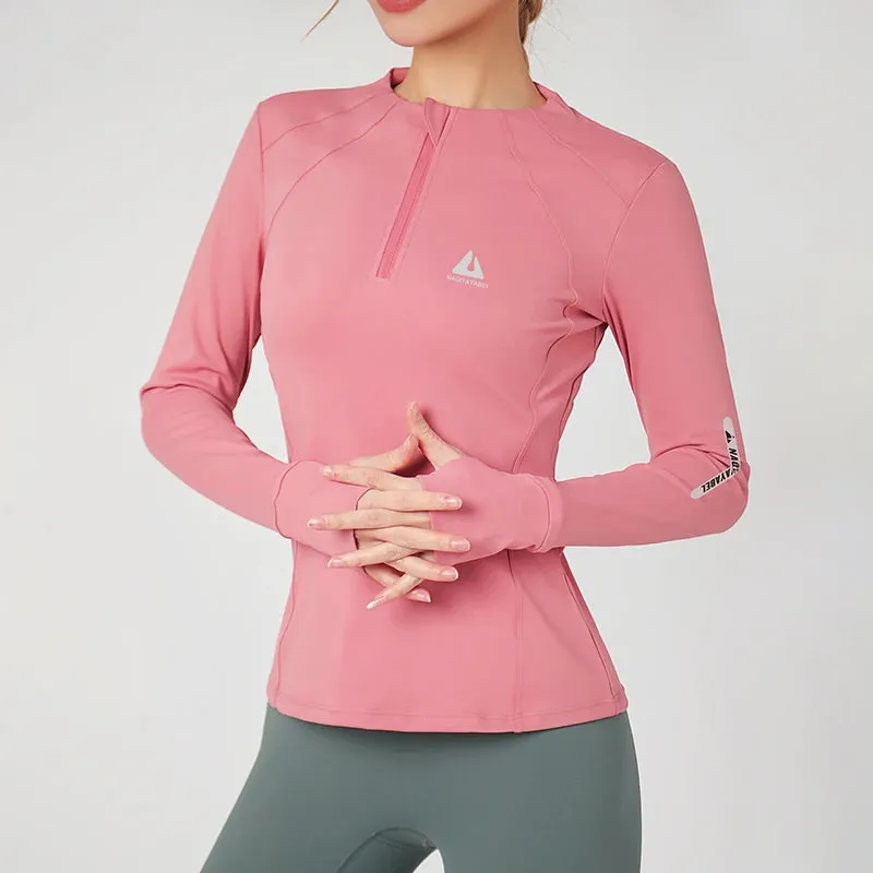 Round Neck Sports Coat – Women’s Fitness Top for Active Lifestyles