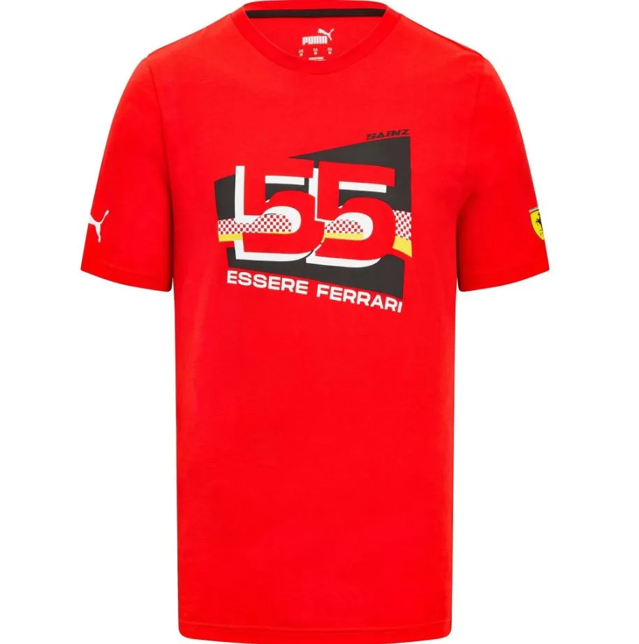 Scuderia Ferrari F1 Puma Men's Carlos Sainz #55 Driver T-Shirt-Black/Red