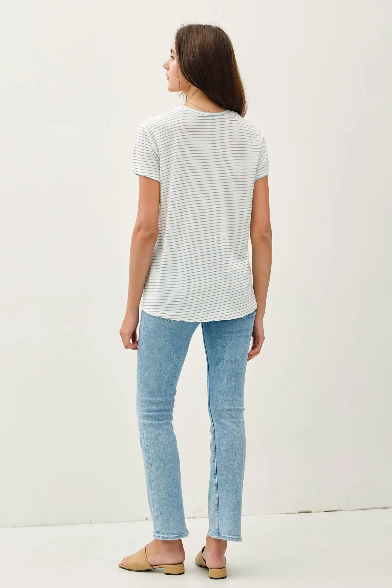 SHORT SLEEVE ROUND NECK STRIPED RELAXED TEE
