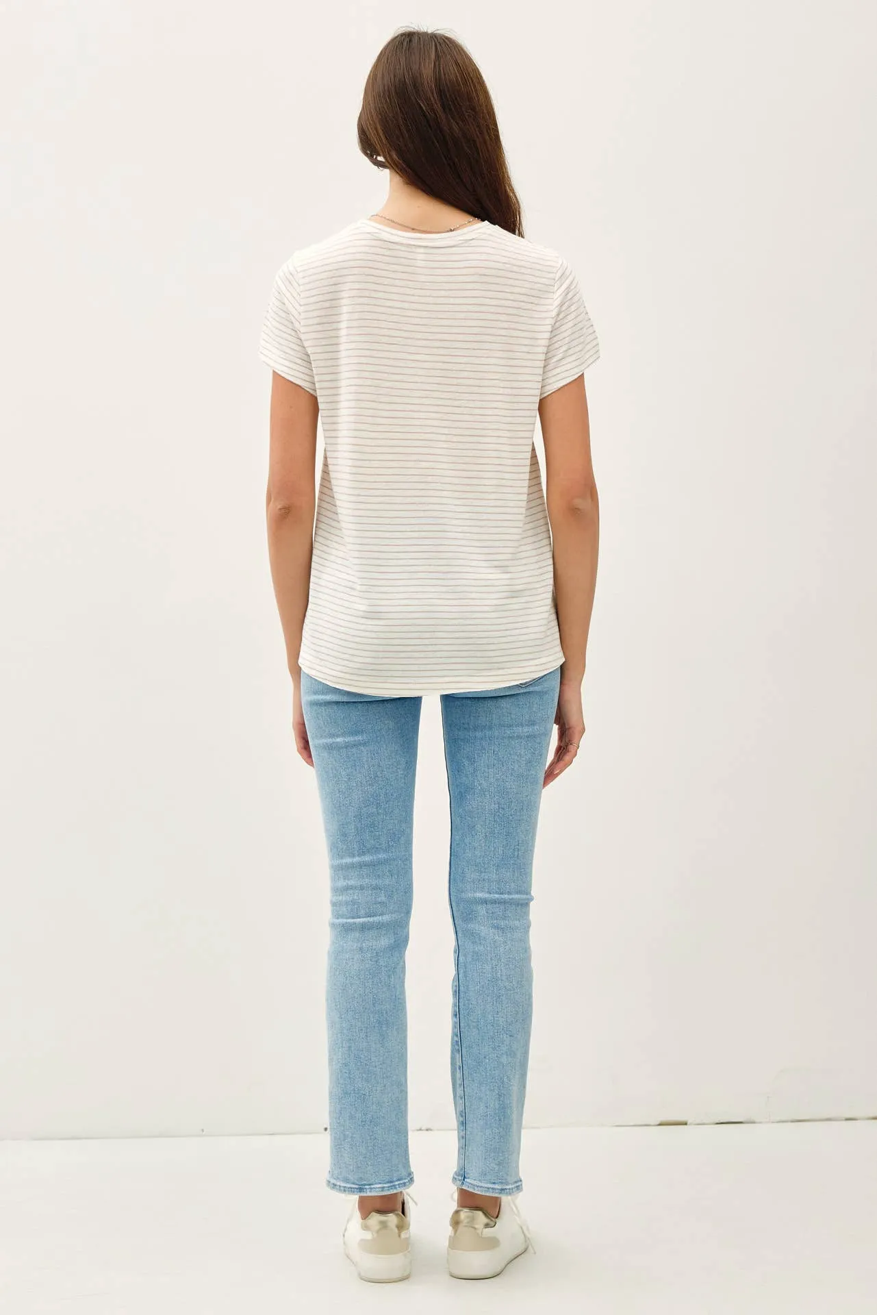 SHORT SLEEVE ROUND NECK STRIPED RELAXED TEE