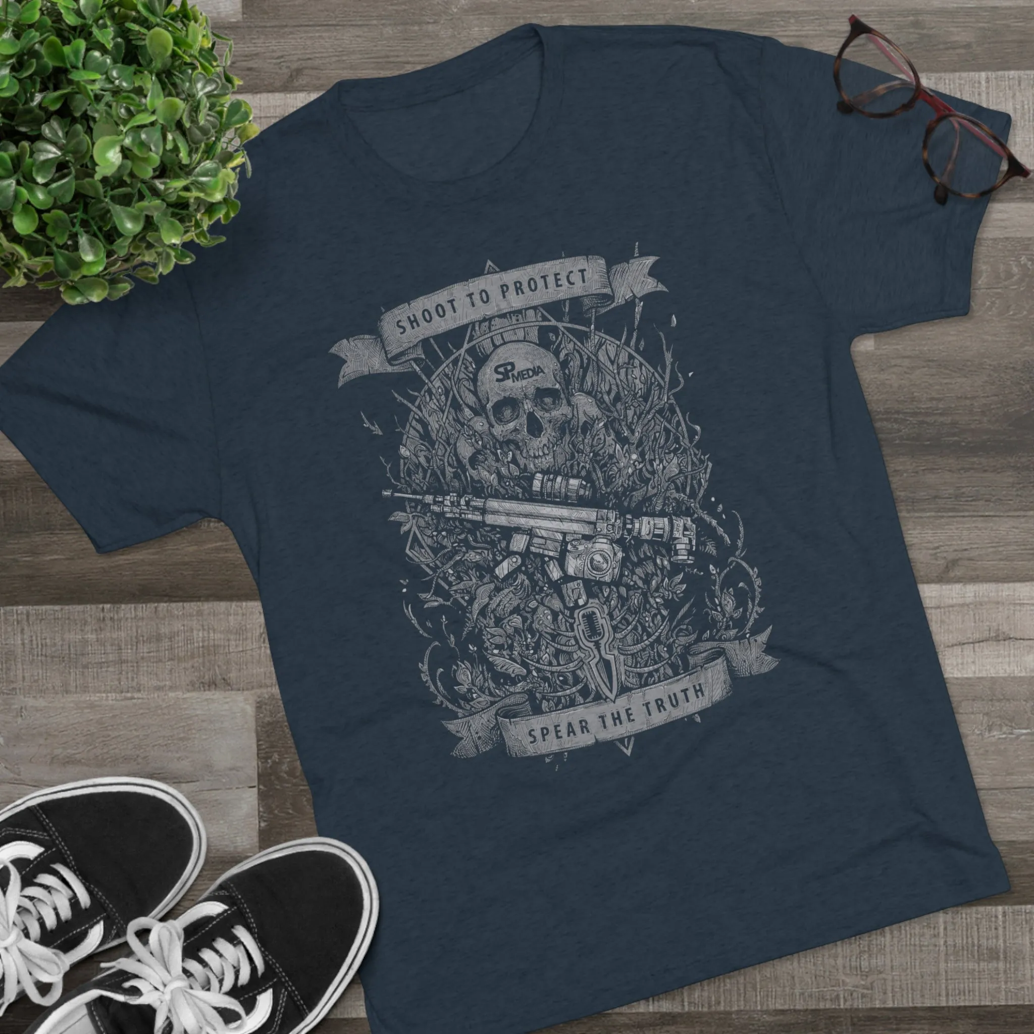 SP MEDIA x SPEAR TALK Shoot to Protect Unisex Tri-Blend Crew Tee