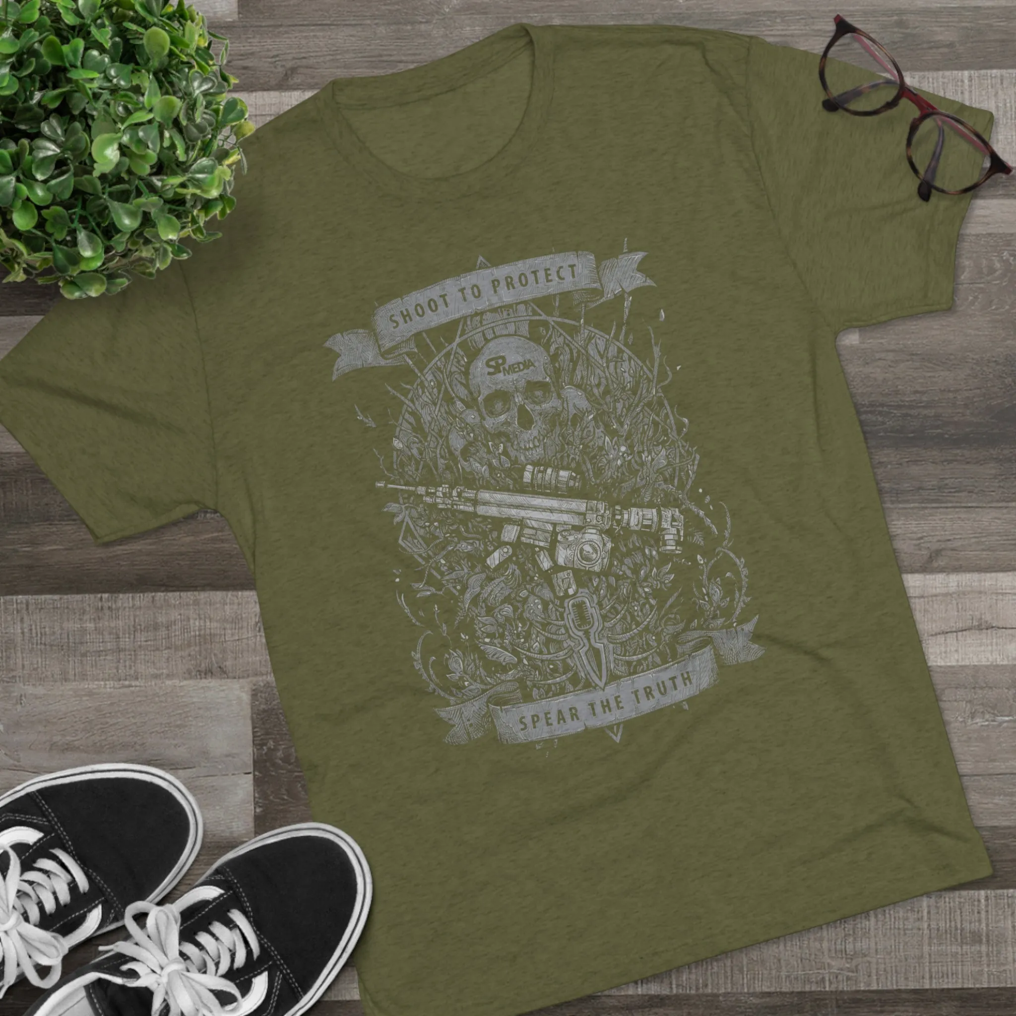 SP MEDIA x SPEAR TALK Shoot to Protect Unisex Tri-Blend Crew Tee