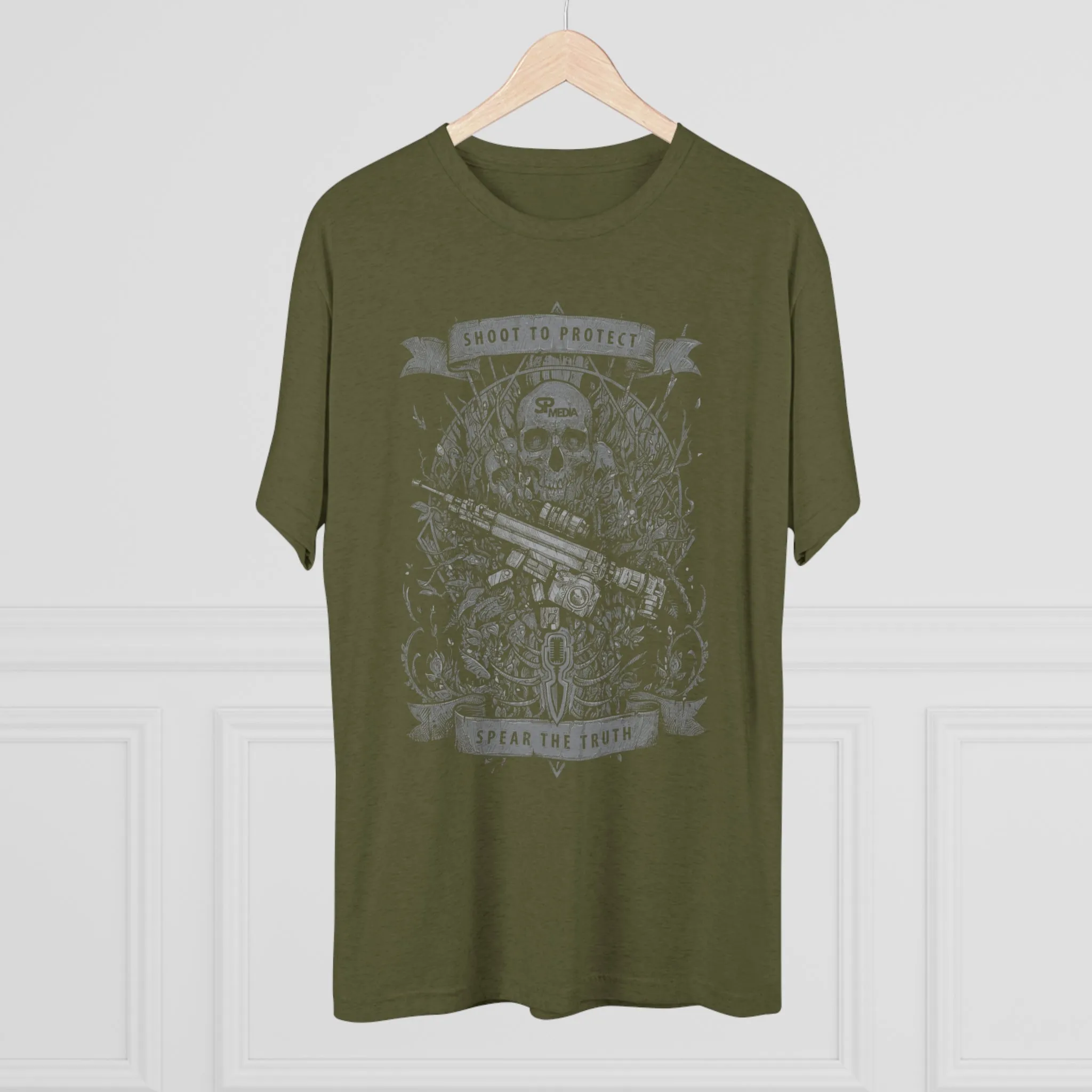 SP MEDIA x SPEAR TALK Shoot to Protect Unisex Tri-Blend Crew Tee