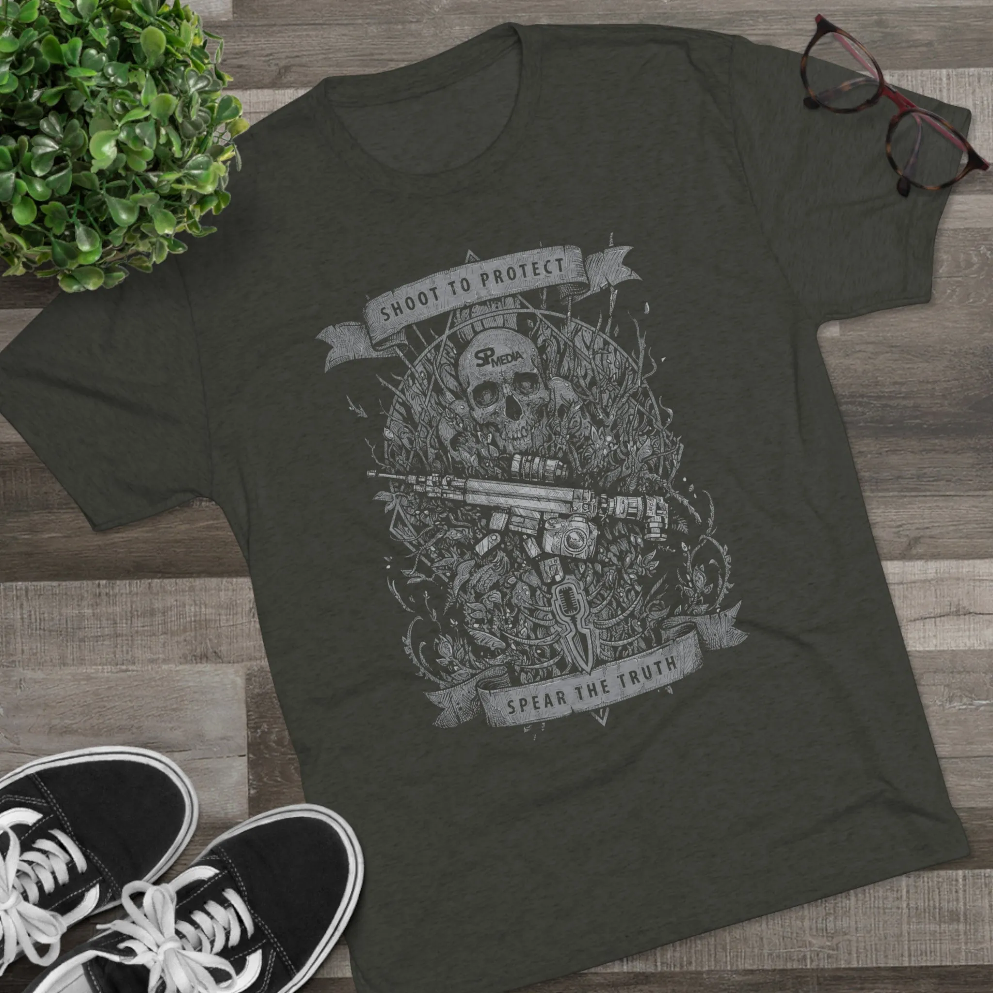 SP MEDIA x SPEAR TALK Shoot to Protect Unisex Tri-Blend Crew Tee