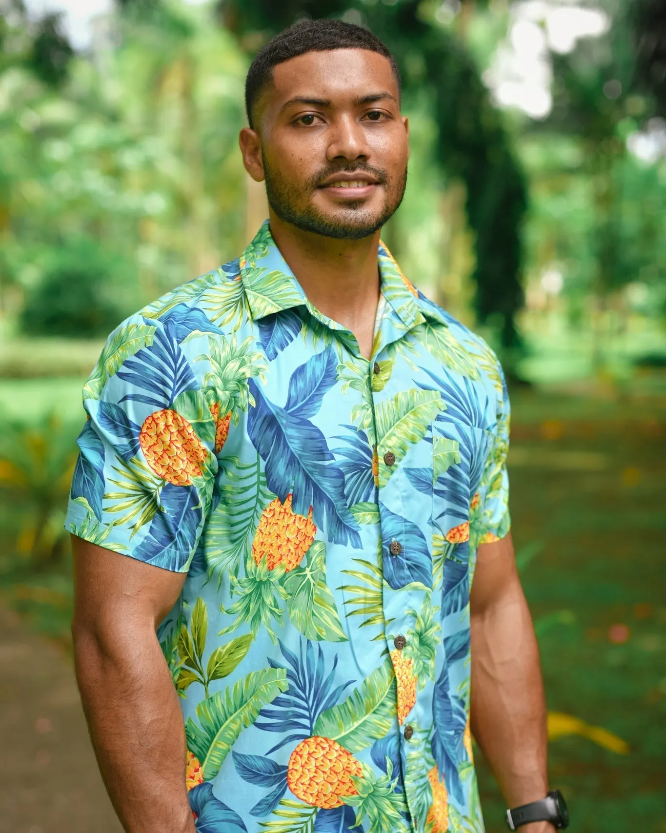Sweet Pineapples (Teal) - Short Sleeve Shirt