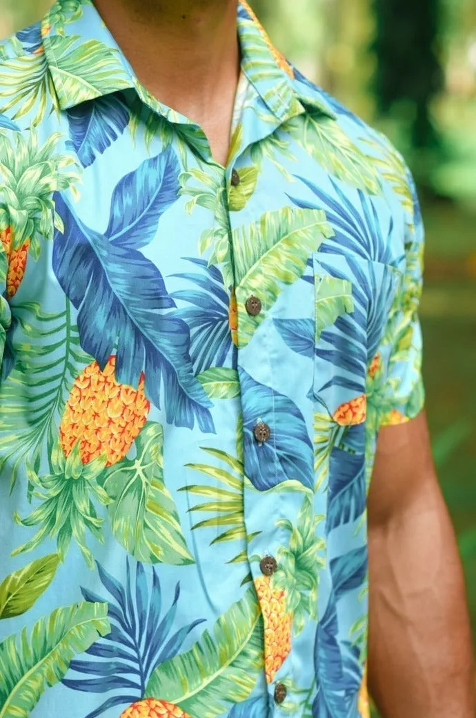 Sweet Pineapples (Teal) - Short Sleeve Shirt