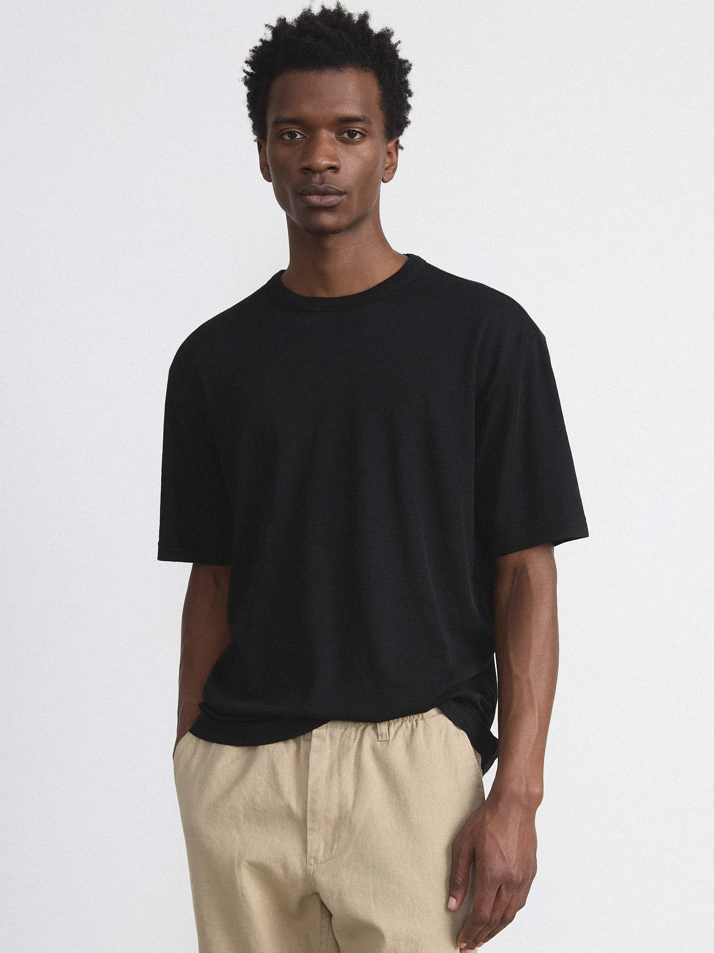 The Relaxed Merino T-Shirt in Black
