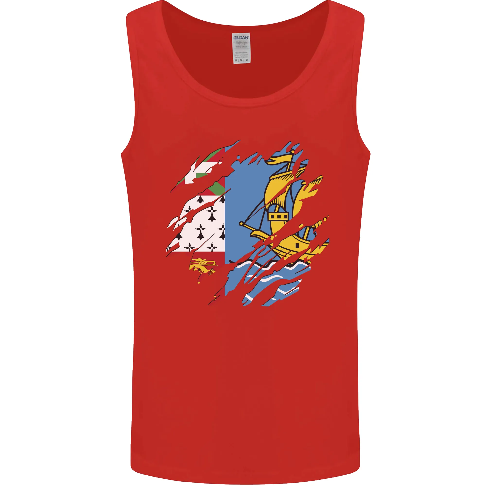 Torn Flag Saint Pierre and Miquelon Mens Vest Tank Top