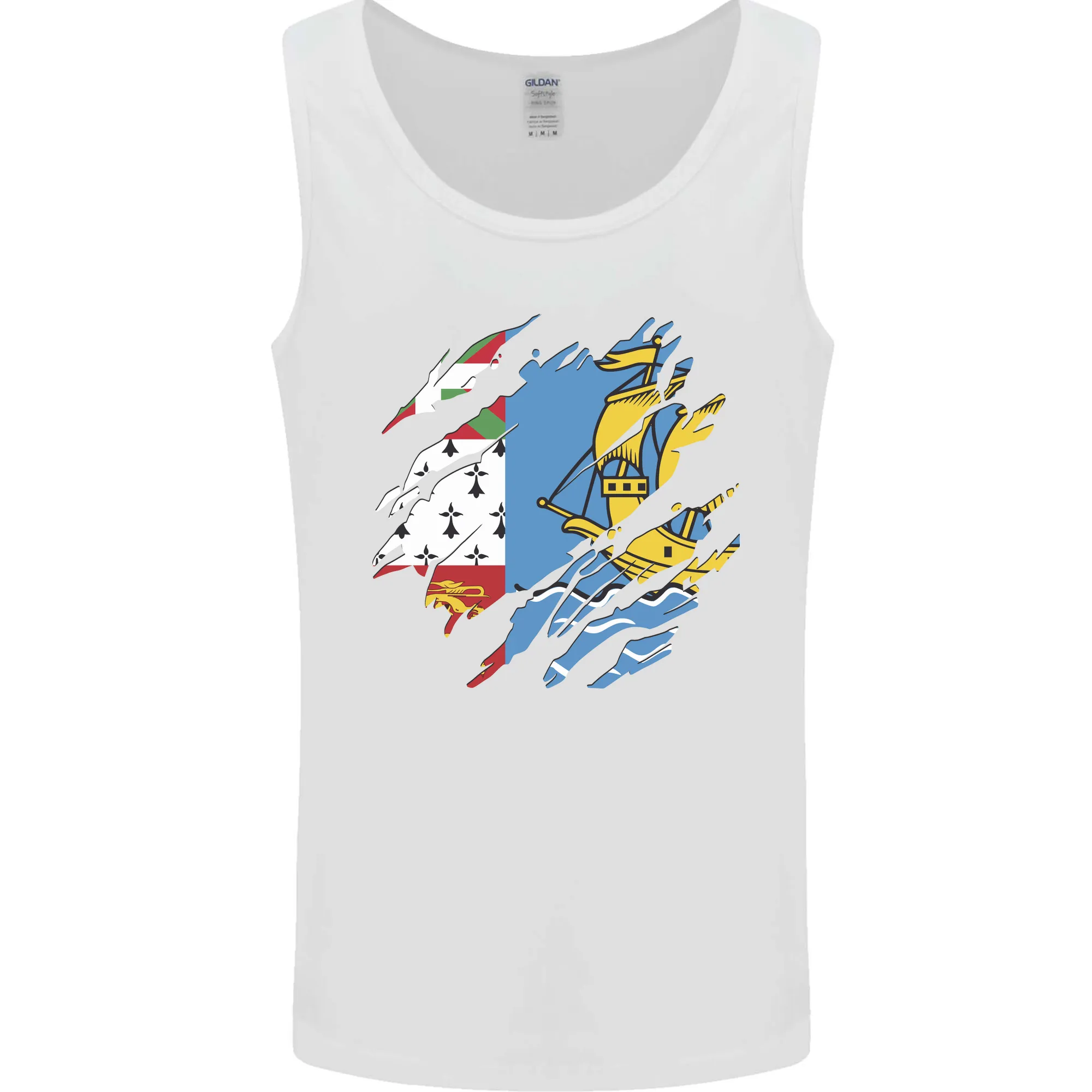Torn Flag Saint Pierre and Miquelon Mens Vest Tank Top