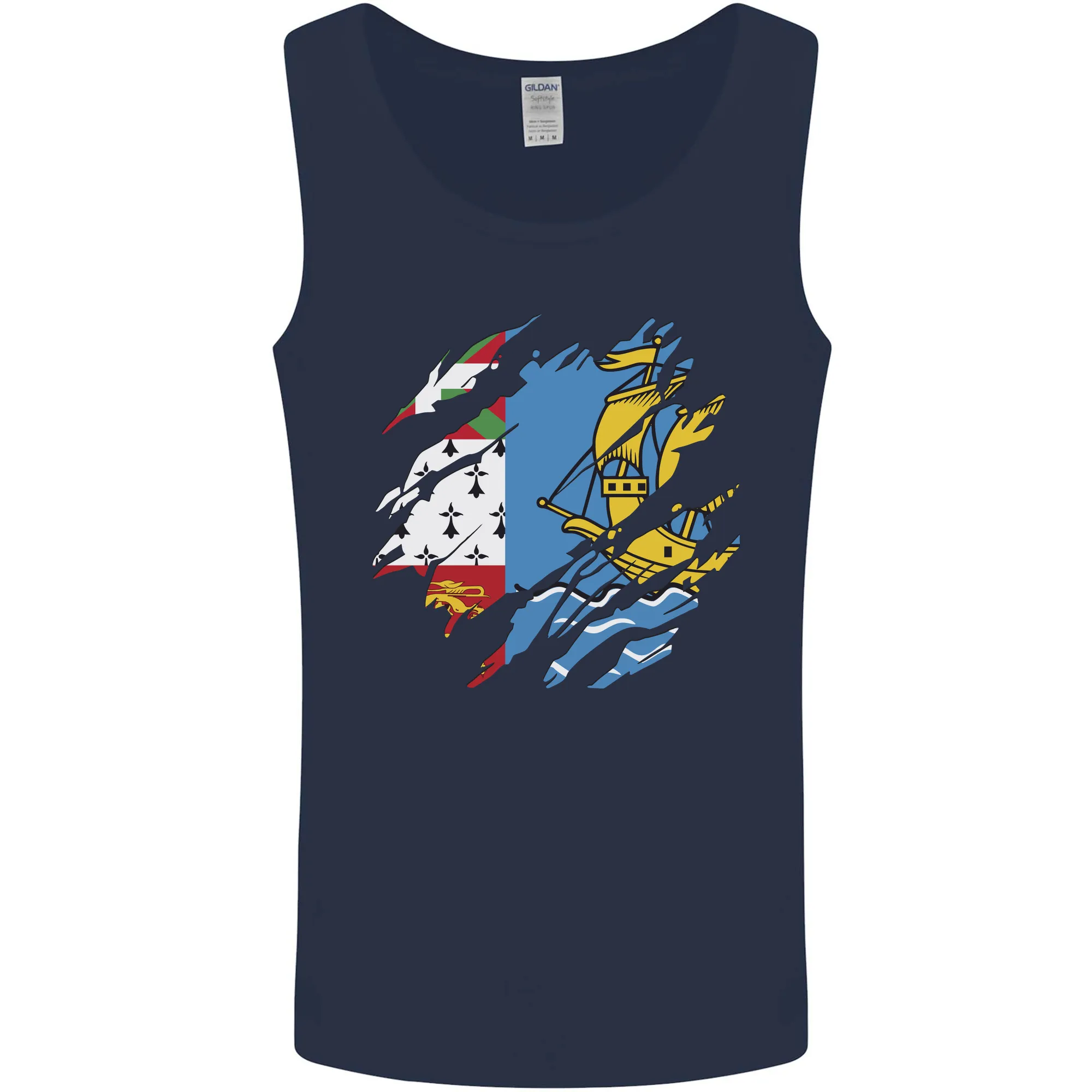 Torn Flag Saint Pierre and Miquelon Mens Vest Tank Top