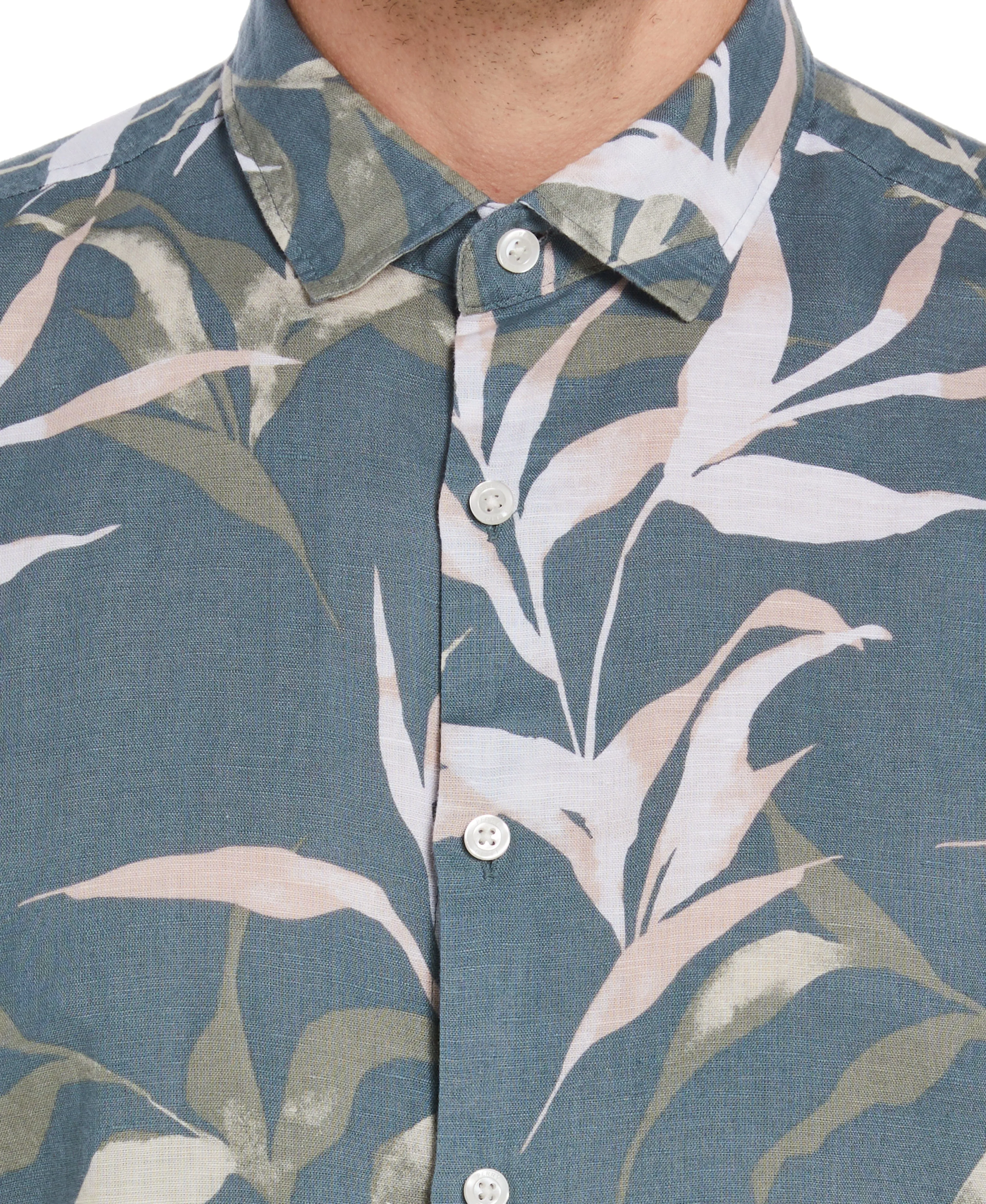Untucked Large Floral Print Shirt - Blue