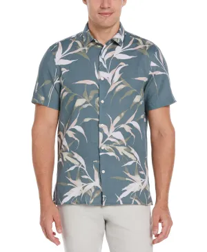 Untucked Large Floral Print Shirt - Blue