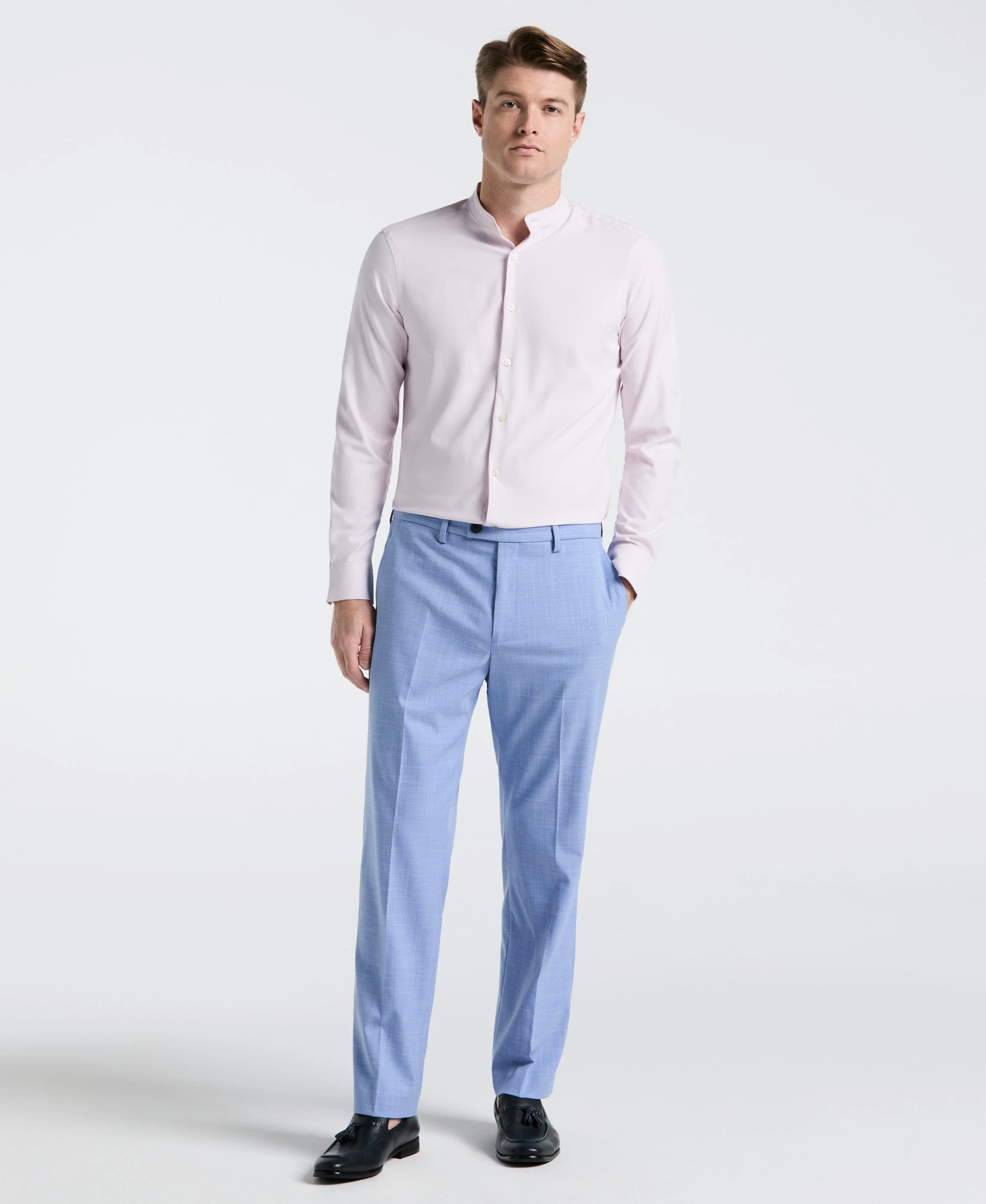 Untucked Total Stretch Slim Fit Banded Collar Shirt