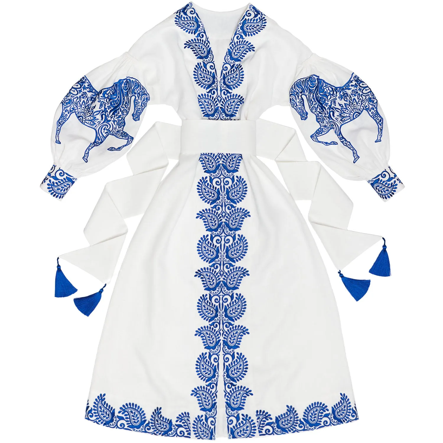 White Kaftan with exquisite horses