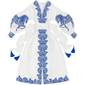 White Kaftan with exquisite horses