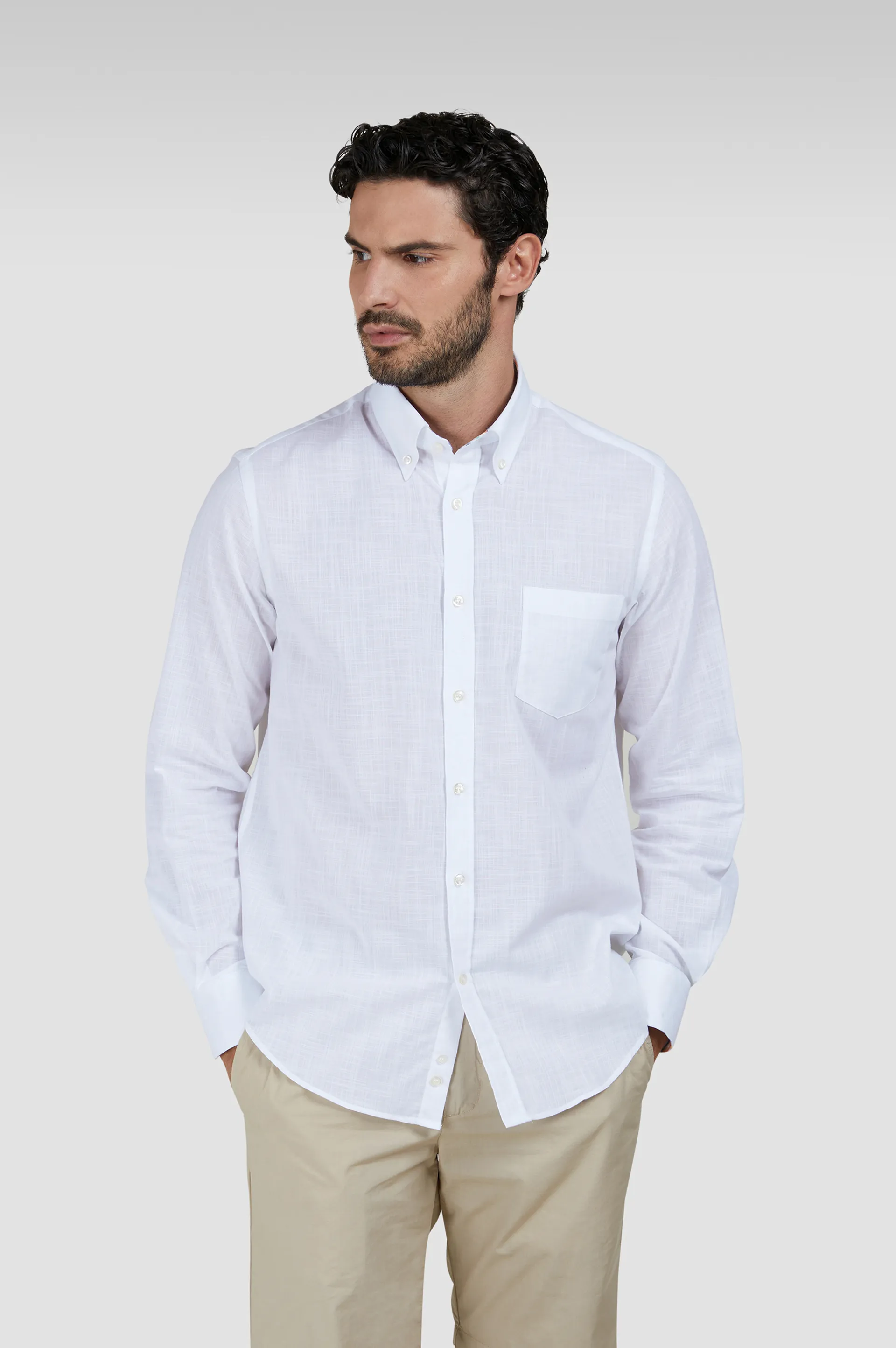 WHITE TEXTURED COTTON SHIRT