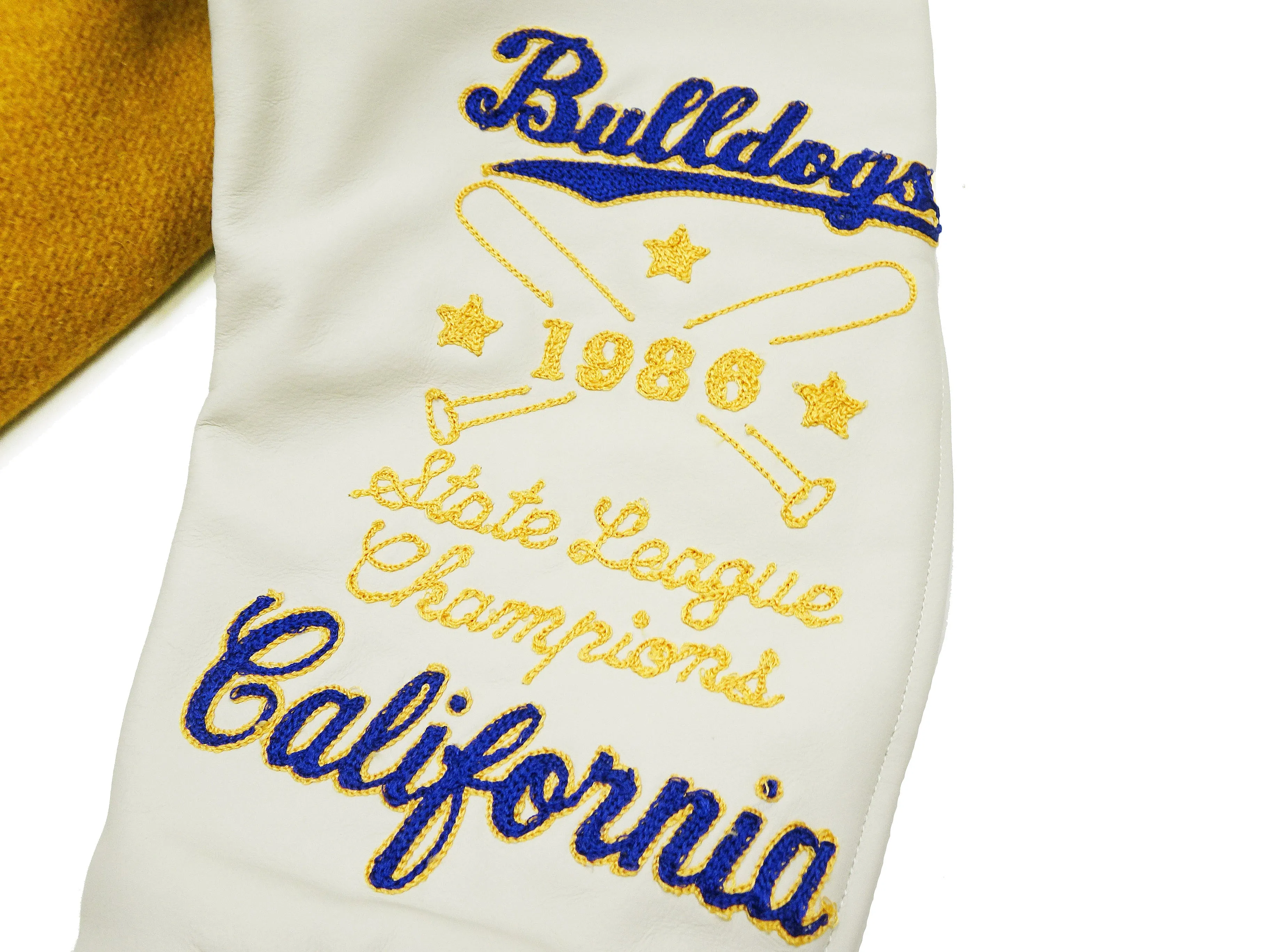 Whitesville Varsity Jacket Men's Letterman Jacket Melton x Leather Award Jacket WV15385 WV15385-156 Gold/Ivory
