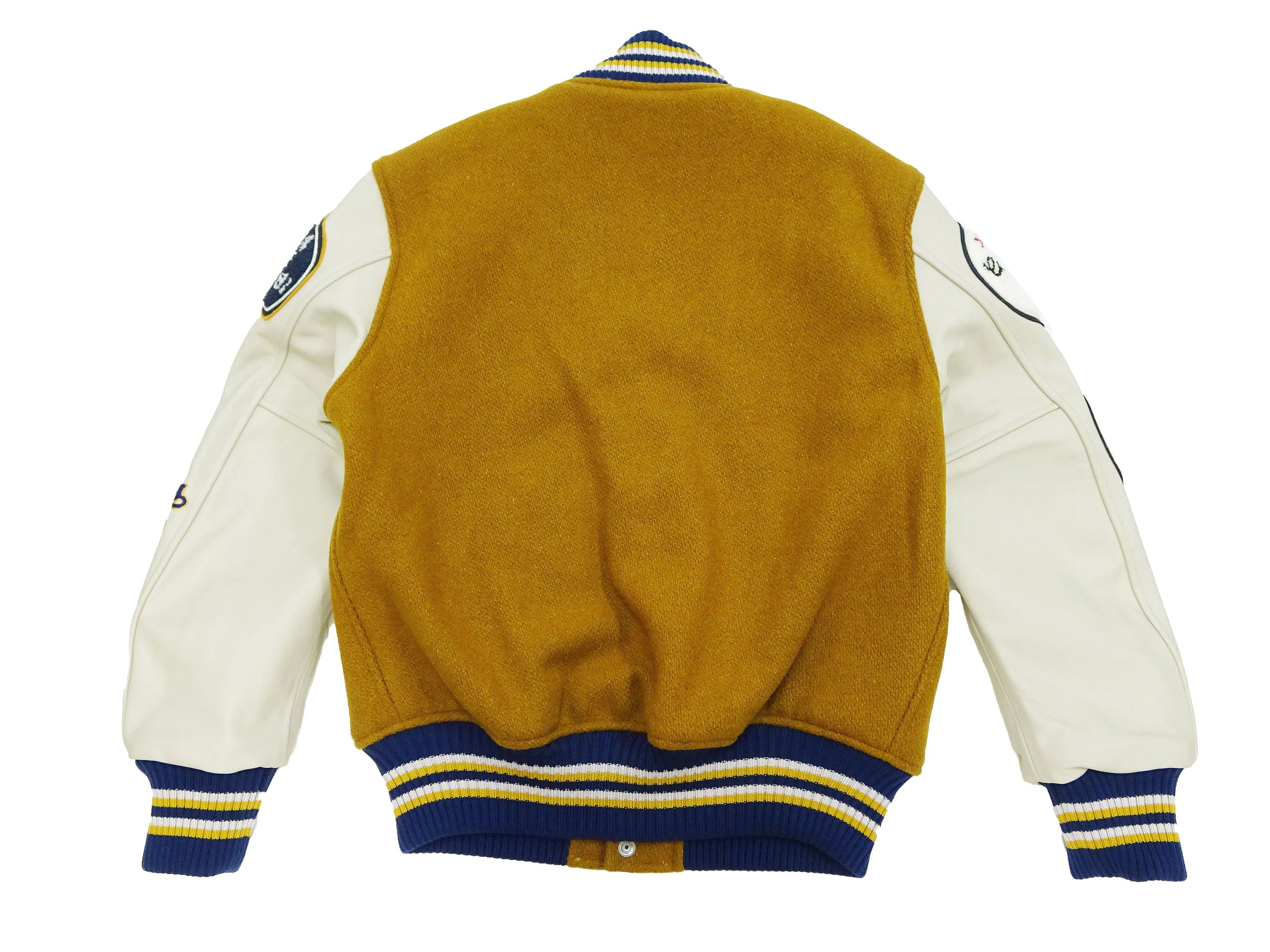Whitesville Varsity Jacket Men's Letterman Jacket Melton x Leather Award Jacket WV15385 WV15385-156 Gold/Ivory