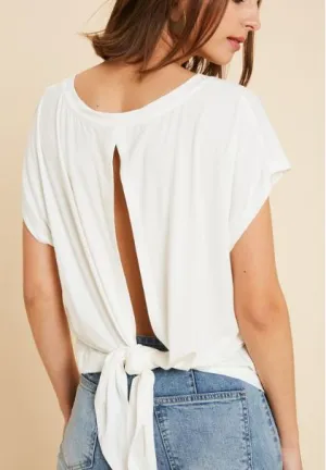 WISH IT TIE BACK TEE IVORY