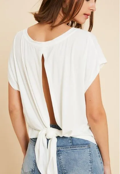 WISH IT TIE BACK TEE IVORY