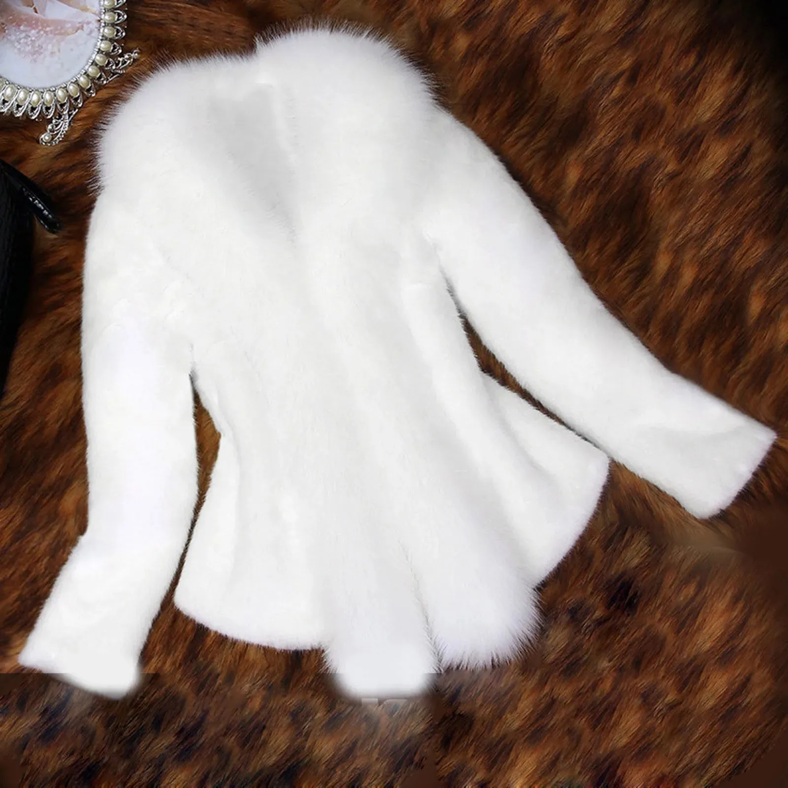 Women Elegant Thick Furry Jacket Outerwear Women's Slim Cotton Padded Wool Faux Fur Coats Trench Coat For Women жилетка женская