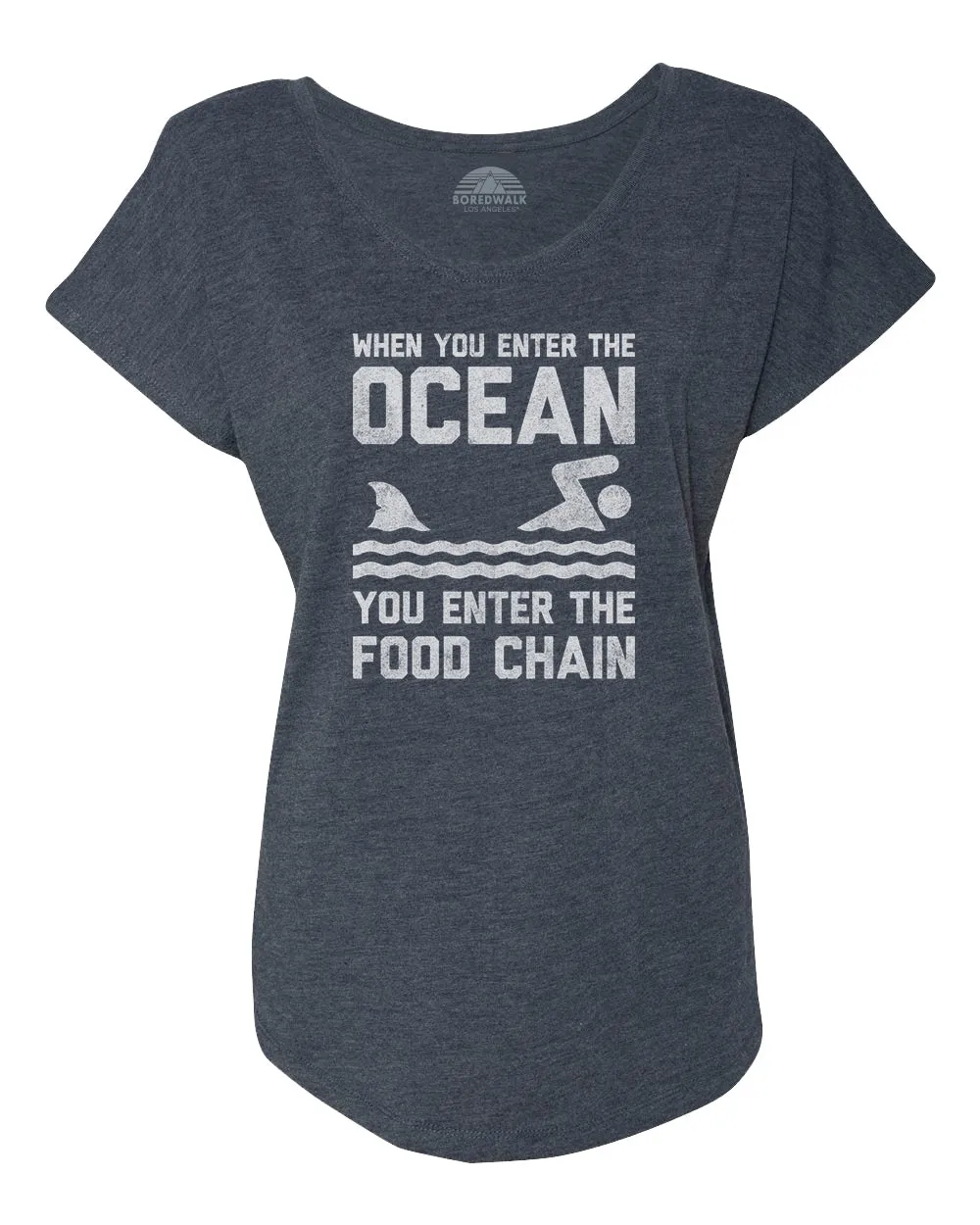 Women's When You Enter the Ocean You Enter the Food Chain Shark Scoop Neck T-Shirt