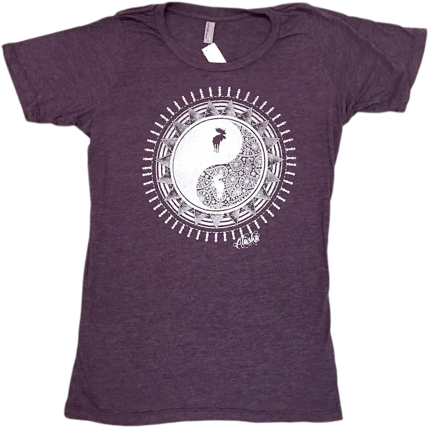 Ying Yang Moose Alaska Ladies T-shirt